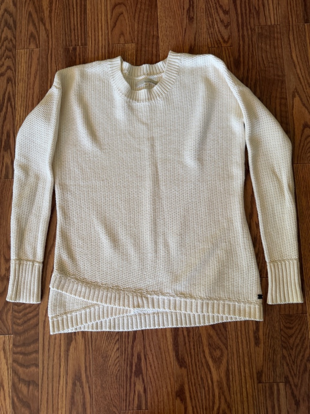 Monk and Lou asymmetrical bottom/cotton sweater, cream. Sz XS